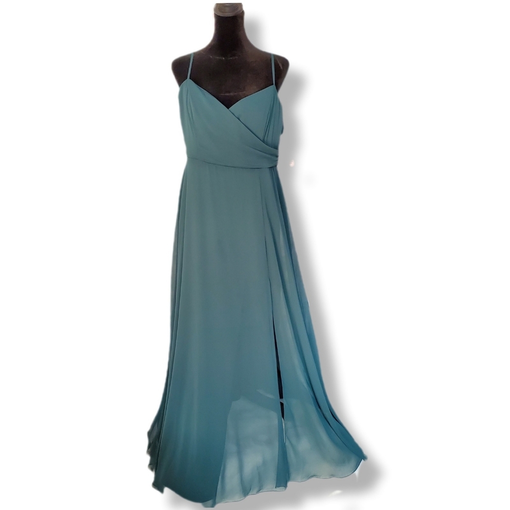 NWT Lovely Adjustable Strap Wrap Bodice Maxi Dress Evergreen Sz 10